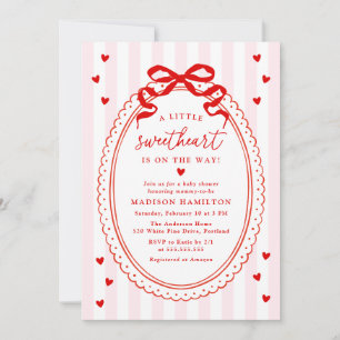 A Little Sweetheart Bow Baby Shower Invitation