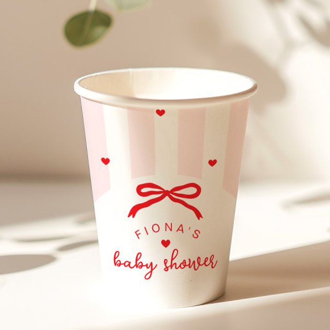 A Little Sweetheart Bow Coquette baby shower Paper Cups (Creator Uploaded)