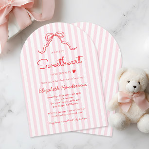 A Little Sweetheart Bow Pink Baby Shower Invitation