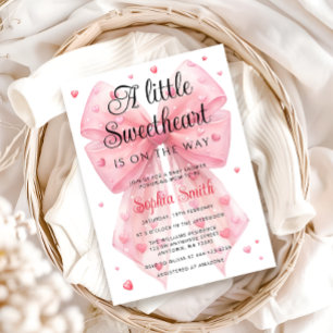 A Little Sweetheart Bow Valentines Baby Shower Invitation