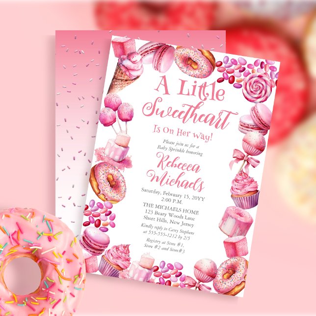 A Little Sweetheart Candy Frame Girl Baby Sprinkle Invitation (A Little Sweetheart Candy Frame Girl Baby Sprinkle Invitation)