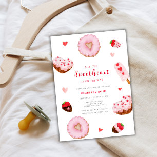 A Little Sweetheart Doughnuts Valentines Baby Show Invitation