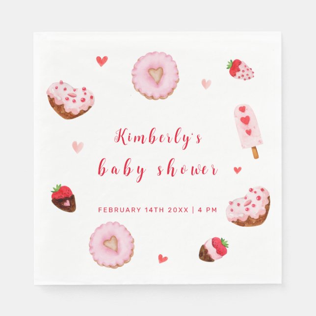 A Little Sweetheart Doughnuts Valentines Baby Show Napkin (Front)