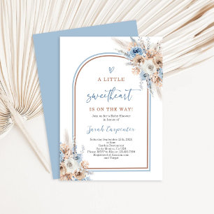 A Little Sweetheart Dusty Blue Baby Shower Boy Invitation