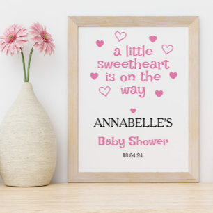 A little sweetheart Girl Baby Shower Welcome  Poster