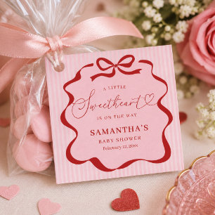 A Little Sweetheart Girl Valentines Baby Shower Favour Tags
