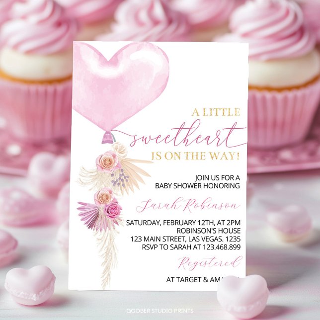A Little Sweetheart Girls Baby Shower Invitation (Creator Uploaded)