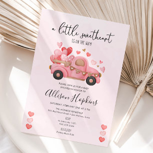 A Little Sweetheart Hearts Truck Baby Shower Invitation