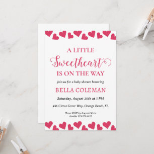 a little sweetheart is on the way baby shower invitation