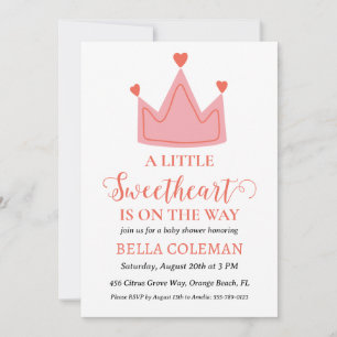 a little sweetheart is on the way baby shower invitation