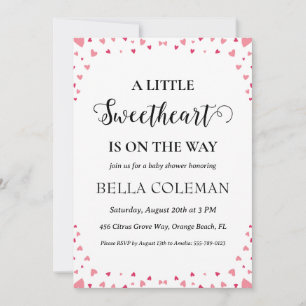 a little sweetheart is on the way baby shower invitation