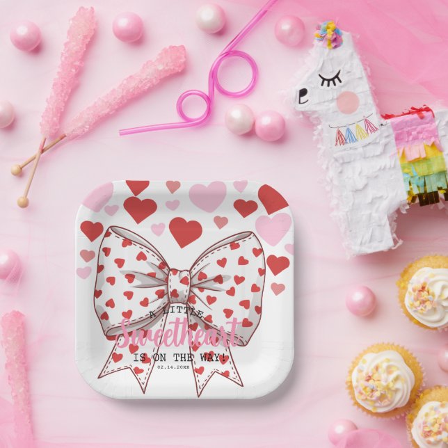 A Little Sweetheart Is on the Way baby shower Paper Plate (Party)