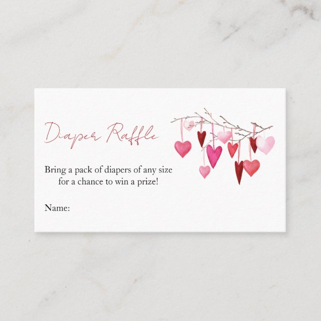 A little Sweetheart is on the Way Diaper Raffle Business Card (Front)
