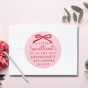 A Little Sweetheart Is On The Way Girl Baby Shower Classic Round Sticker