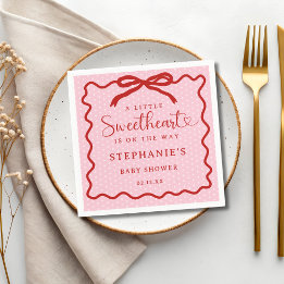 A Little Sweetheart Is On The Way Girl Baby Shower Napkin