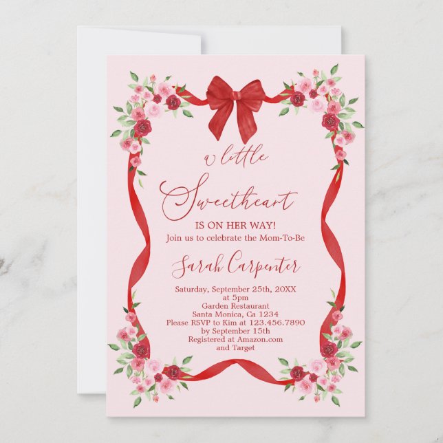 A Little Sweetheart is on the way Invitation (Front)