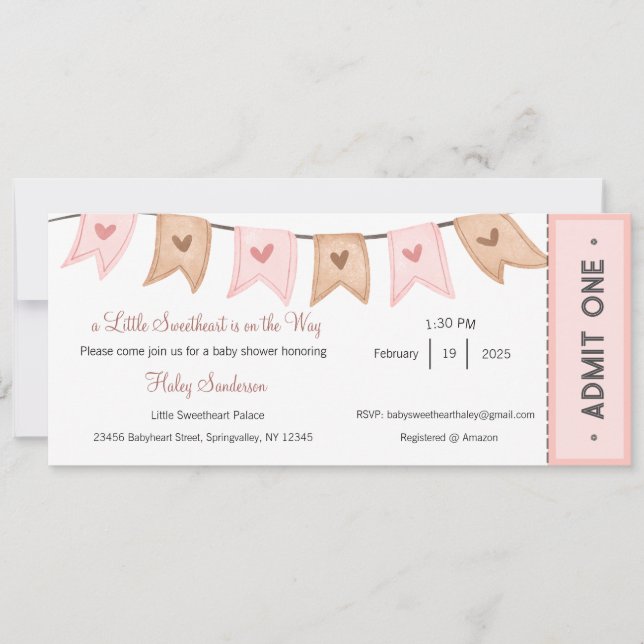 A Little Sweetheart is on the Way Invitation (Front)