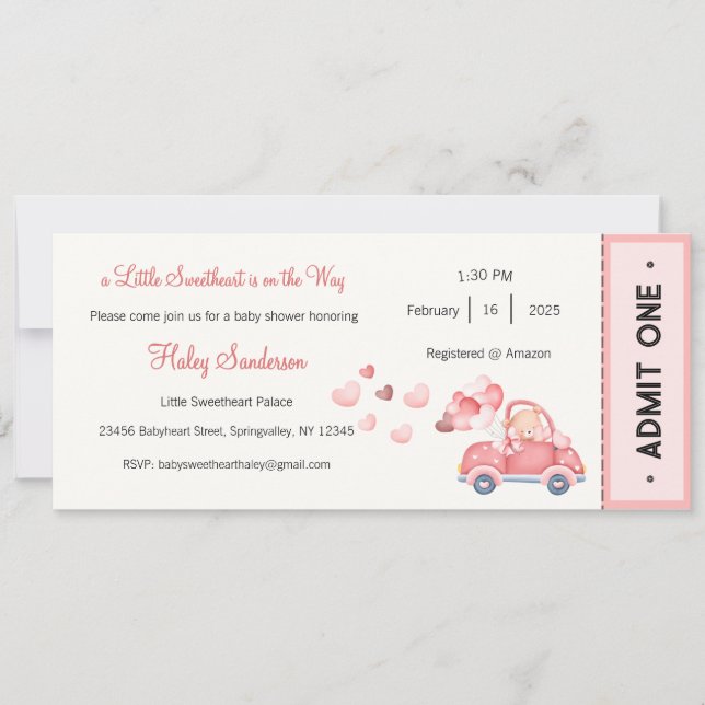 A Little Sweetheart is on the Way Invitation (Front)