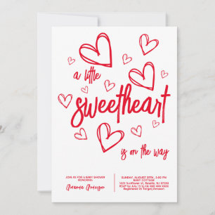 A little sweetheart Modern baby shower Invitation