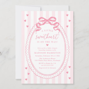 A Little Sweetheart Pink Bow Baby Shower Invitation