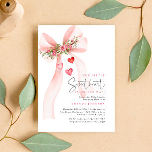A little Sweetheart Pink bow Valentine Baby shower Invitation