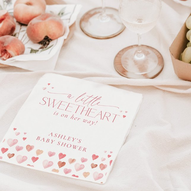 A Little Sweetheart, Pink Girl Baby Shower Napkin (Creator Uploaded)