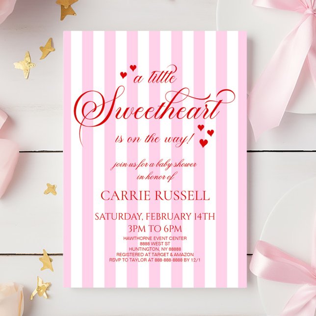 A Little Sweetheart Pink Red Hearts Baby Shower Invitation (Creator Uploaded)