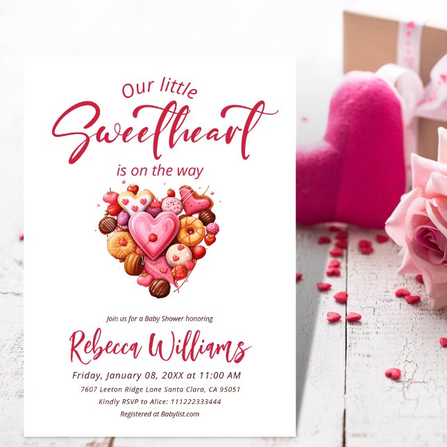 A Little Sweetheart Red Sweet Heart Baby Shower  Invitation (Creator Uploaded)