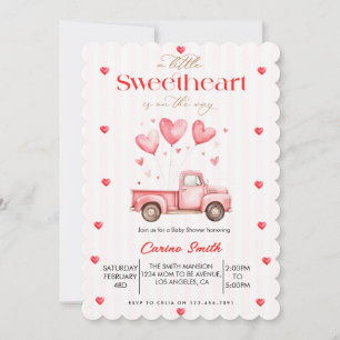 A  Little Sweetheart truck Baby Shower  Invitation