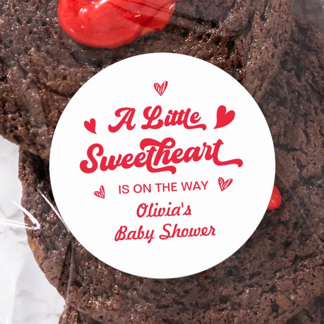 A Little Sweetheart Valentine Baby Shower Classic Round Sticker (Creator Uploaded)