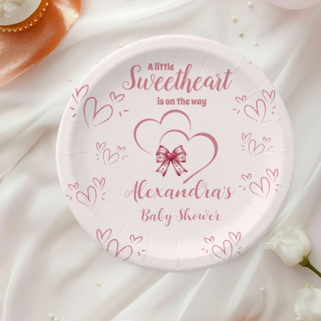 A Little Sweetheart Valentine Baby Shower Paper Plate (Creator Uploaded)