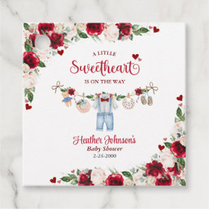 A Little Sweetheart Valentine Boy Baby Shower Favour Tags