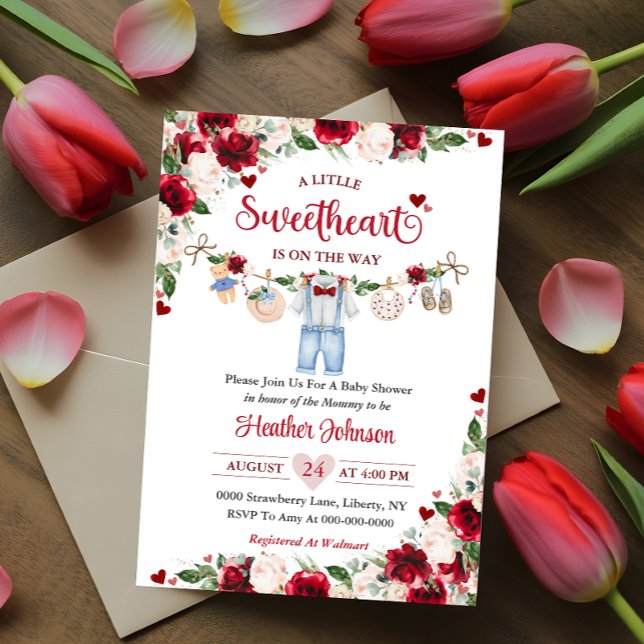 A Little Sweetheart Valentine Boy Baby Shower Invitation (Creator Uploaded)