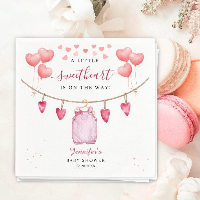 A Little Sweetheart | Valentine' Day Baby Shower  Napkin (Creator Uploaded)