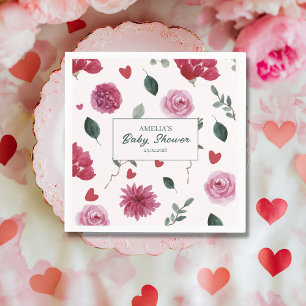 A little sweetheart valentine floral baby shower napkin