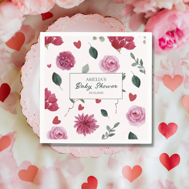 A little sweetheart valentine floral baby shower  napkin (Creator Uploaded)