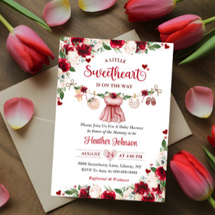 A Little Sweetheart Valentine Girl Baby Shower Invitation