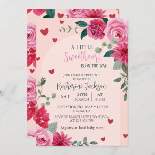 A little sweetheart valentine hearts baby shower  invitation