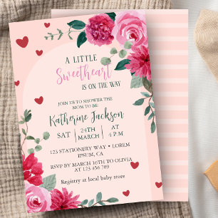 A little sweetheart valentine hearts baby shower  invitation