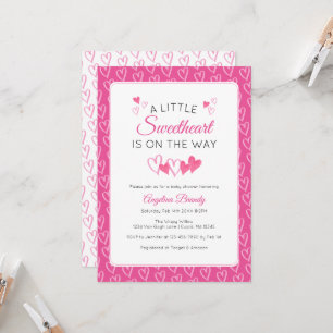 A Little SweetHeart Valentine Hearts Baby Shower Invitation