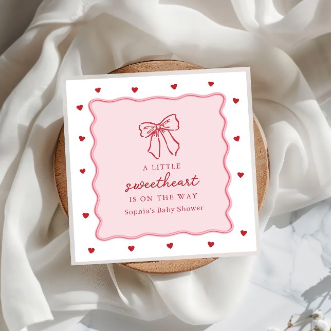 A Little Sweetheart Valentine's Baby Shower Napkin (Creator Uploaded)
