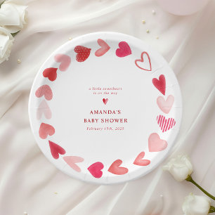 A Little Sweetheart Valentine's Baby Shower Paper Plate