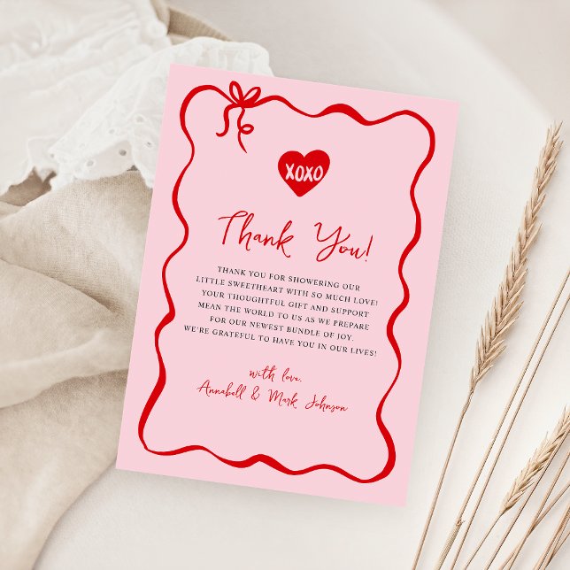 A Little Sweetheart Valentine's Baby Shower Thank You Card (Creator Uploaded)