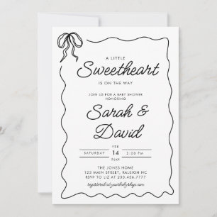 A Little Sweetheart Valentines Bow Baby Shower Invitation
