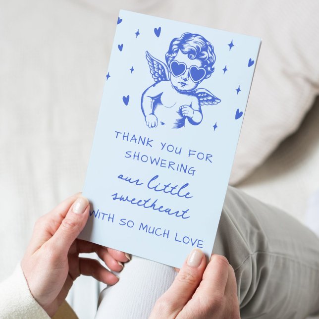 A Little Sweetheart Valentines Boy Baby Shower Thank You Card (Creator Uploaded)