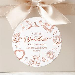 A Little Sweetheart Valentine's Day Baby Shower Classic Round Sticker