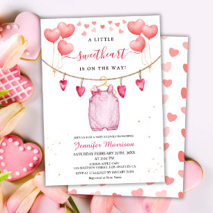 A Little Sweetheart   Valentine's Day Baby Shower Invitation