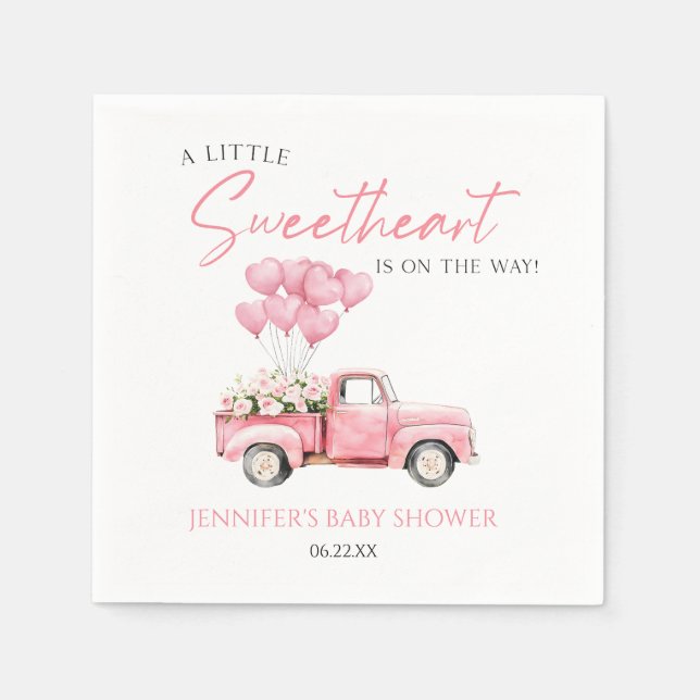A Little Sweetheart Valentine's Day Baby Shower Napkin (Front)