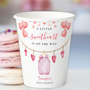 A Little Sweetheart   Valentine's Day Baby Shower  Paper Cups