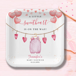 A Little Sweetheart   Valentine's Day Baby Shower  Paper Plate